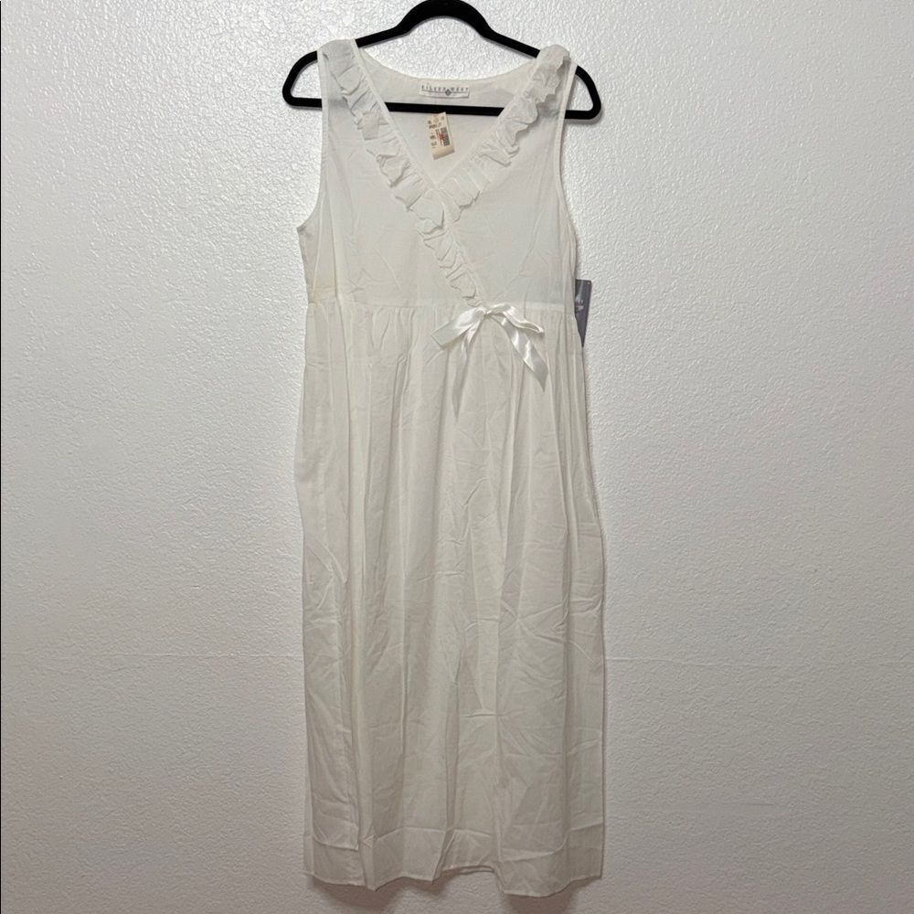 Vintage retro whit cotton Eileen West Ruffle cottagecore Lolita Dress M - Picture 1 of 8